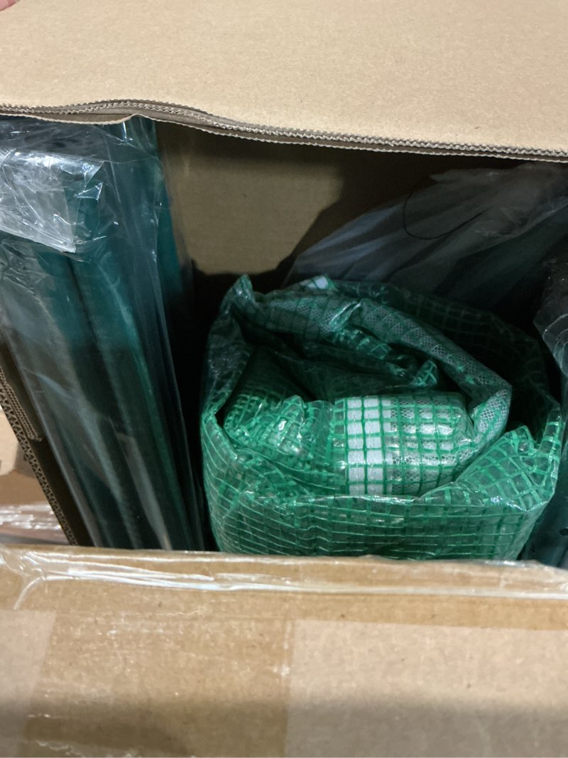 Condition photo showing Good Condition for grezone walk-in greenhouse upgraded green house with zippered screen doors & 6 screen windows heavy duty plastic plant warm house with reinforced frame (12x7x7 ft)