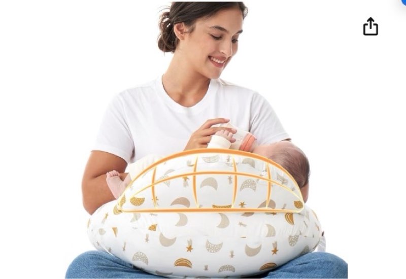 Momcozy Original Nursing Pillow and Positioner, Plus Size Breast Feeding Pillow for More Support for Mom and Baby Boy or Girl?Baby Essentials for Nursing or Bottle Feeding and Removable Cotton Cover