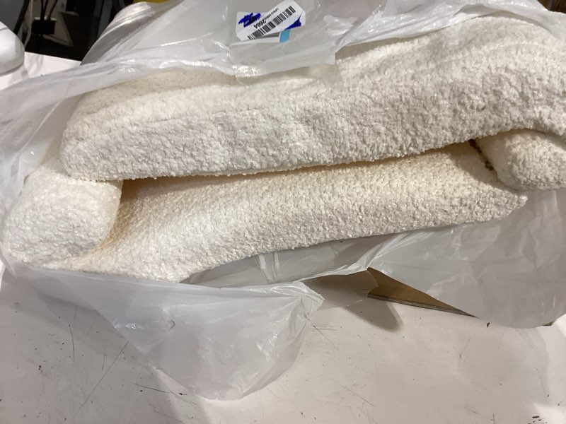 Condition photo showing Good Condition for 2pcs dorm bed hanging wood headboard back cushion, pillow with removable berber fleece cover, upholstery reading cushions for bedroom (ivory)