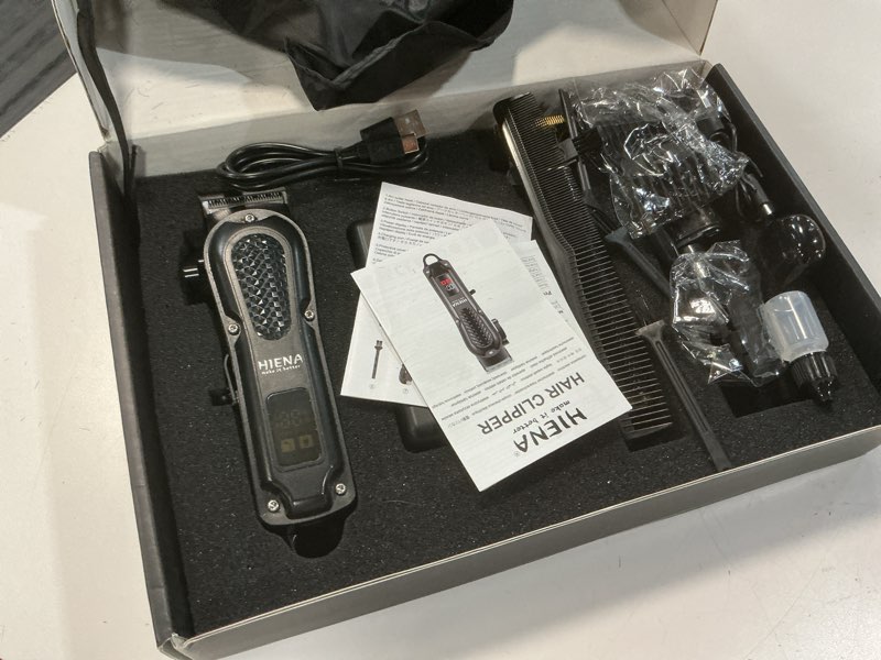 Condition photo showing As Is for hair clippers for men professional, cordless complete barber kit with electric hair clipper t-blade beard trimmer foil shaver nose trimmer, men's hair cutting grooming kit, 8 guide combs, barber/home black b