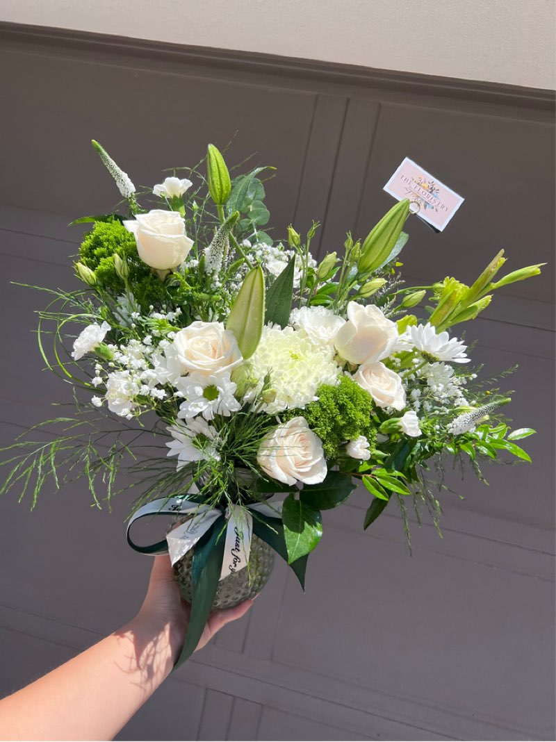 Modern White & Green Florist Choice