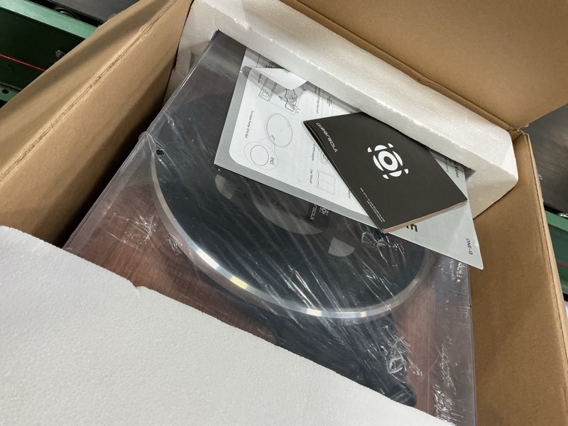 Condition photo showing Good Condition for one-q all-in-one vinyl record player with bluetooth 5.4, hifi turntable built-in speakers, phono preamp, at-3600l cartridge, 33/45 rpm, auto off walnut