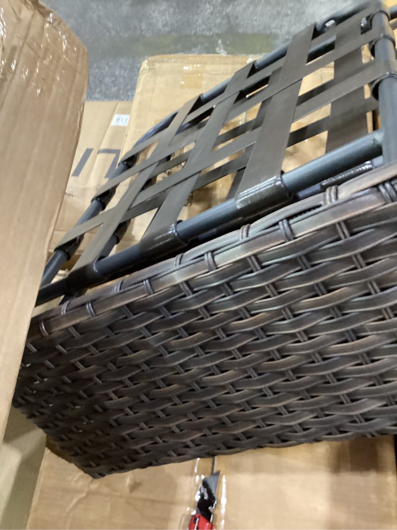 incomplete *similar to stock photo * Outdoor Wicker CoffeeTable Patio Coffee Tables for Outside, Tempered Glass Top Wicker Table with Storage Coffee Table for Patio Balcony Porch Deck (Brown)