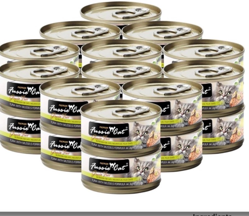 EXP: 10/2026- Fussie Cat Premium Tuna with Mussels in Aspic Grain-Free Wet Cat Food 2.82oz, case of 24