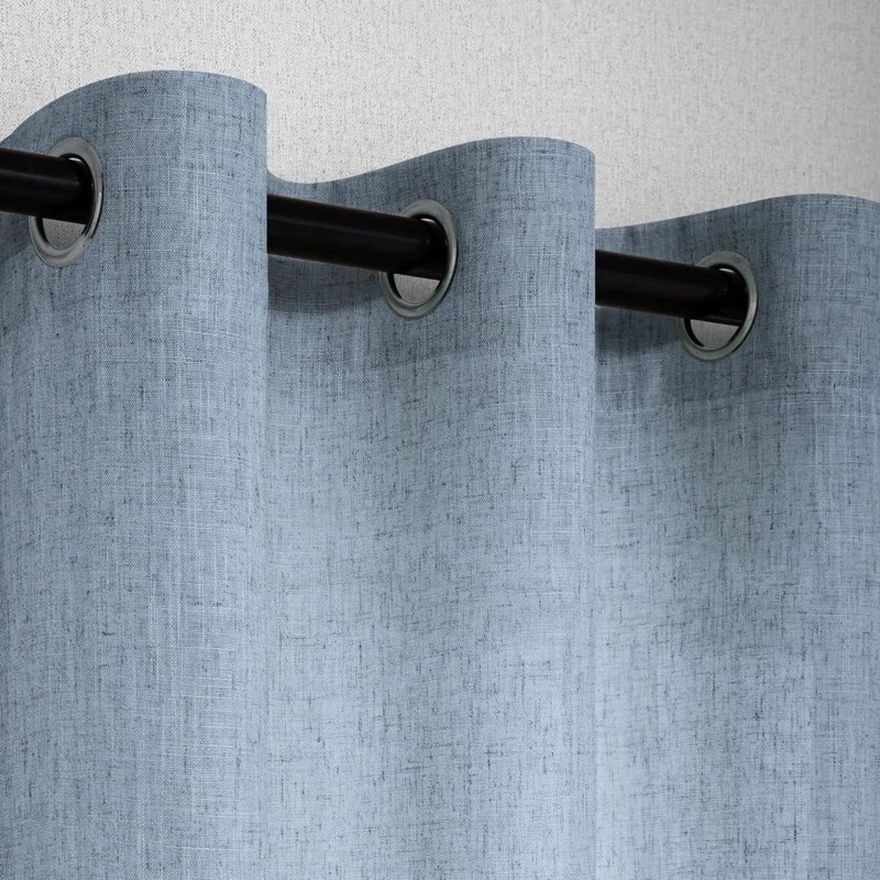 grey blue curtains 84 inch length for living room 2 drapery panels set rings top semi blackout thick linen light thermal reducing dusty blue sheer curtains for bedroom vintage country decor 52x84 long