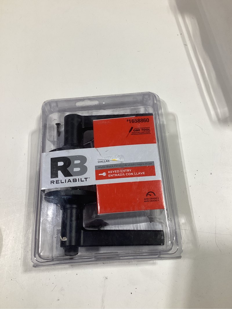 Condition photo showing New/Like New for RELIABILT Dallas Matte Black Exterior Keyed Entry Door Handle