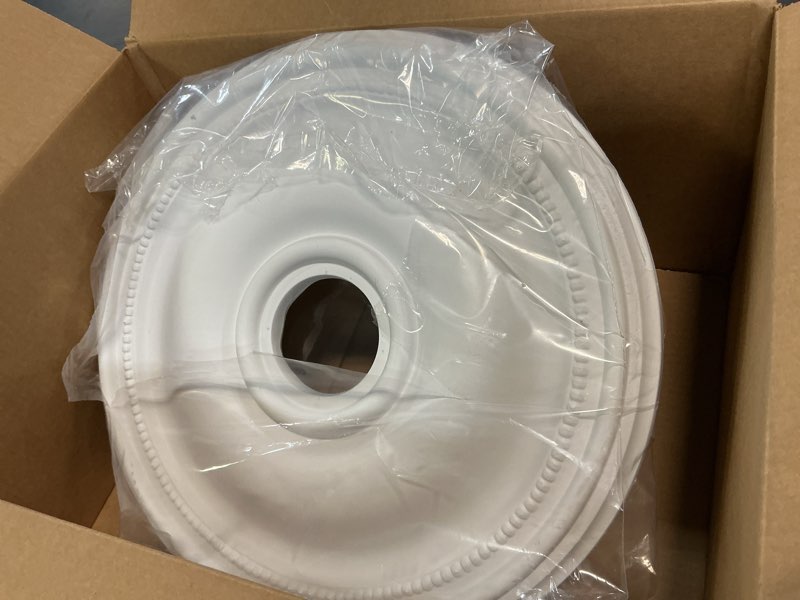 Condition photo showing Good Condition for 18 1/8"od x 3 3/4"id x 1 1/8"p bradford ceiling medallion (fits canopies up to 4 3/8") primed