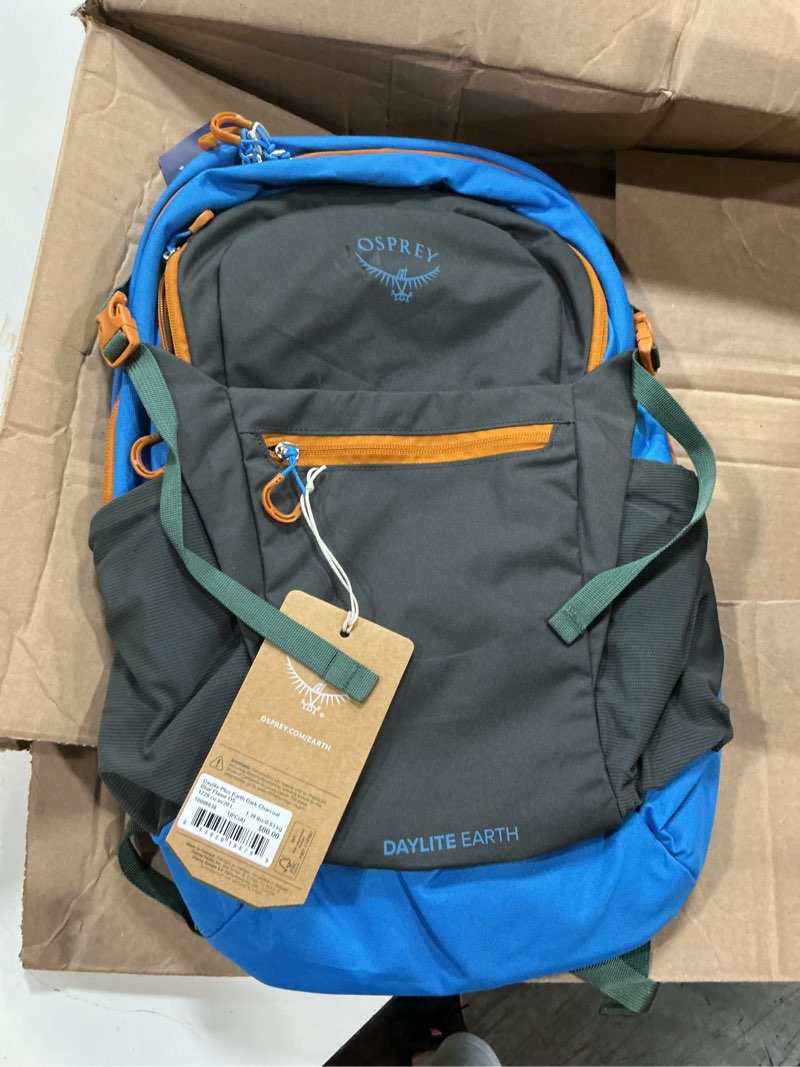 Condition photo showing As Is for osprey daylite plus earth commuter backpack for men and women, dark charcoal/blue flame