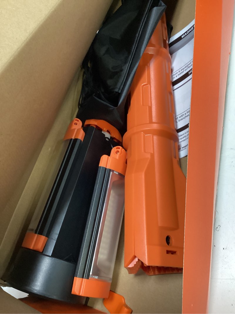 Condition photo showing Good Condition for Saker Portable Camping Light with Stand 12000mAh 73.2" Rechargeable Work Light 3200 Lumen Camp Lanterns with Bag for Garage, Outdoor Work, Emergency Power Outages, Fishing LD10 Orange LD10-12000mAh