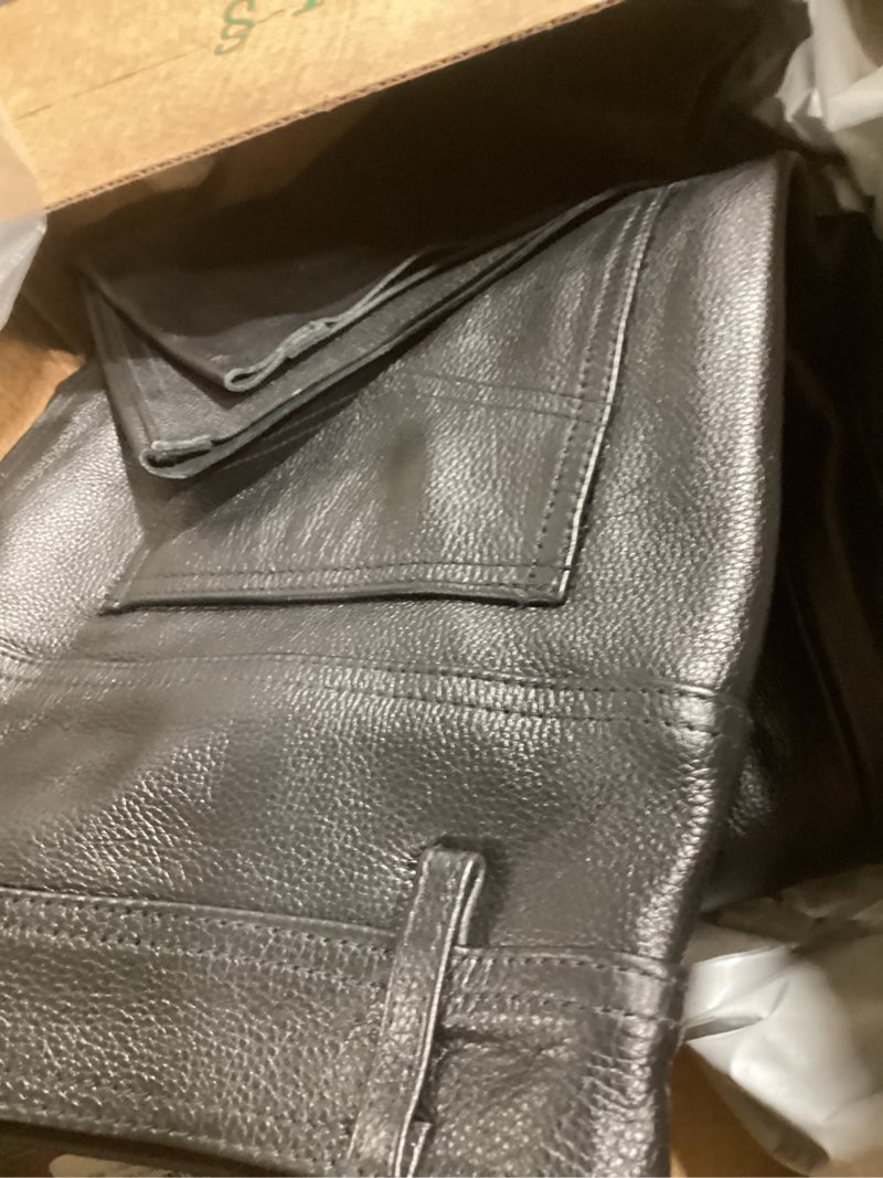 Condition photo showing Good Condition for Milwaukee Leather LKM5716 Men's Classic Black Premium Leather Fitted Casual Biker Leather Pants 36 Black