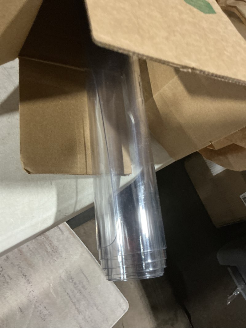 Condition photo showing As Is for Clear Desk Mat, Non-Slip PVC Desk Protector Mat with Round Edge, Heat Resistant & Waterproof Clear Desk Writing Mat for Home and Office (39.4''*19.7'')