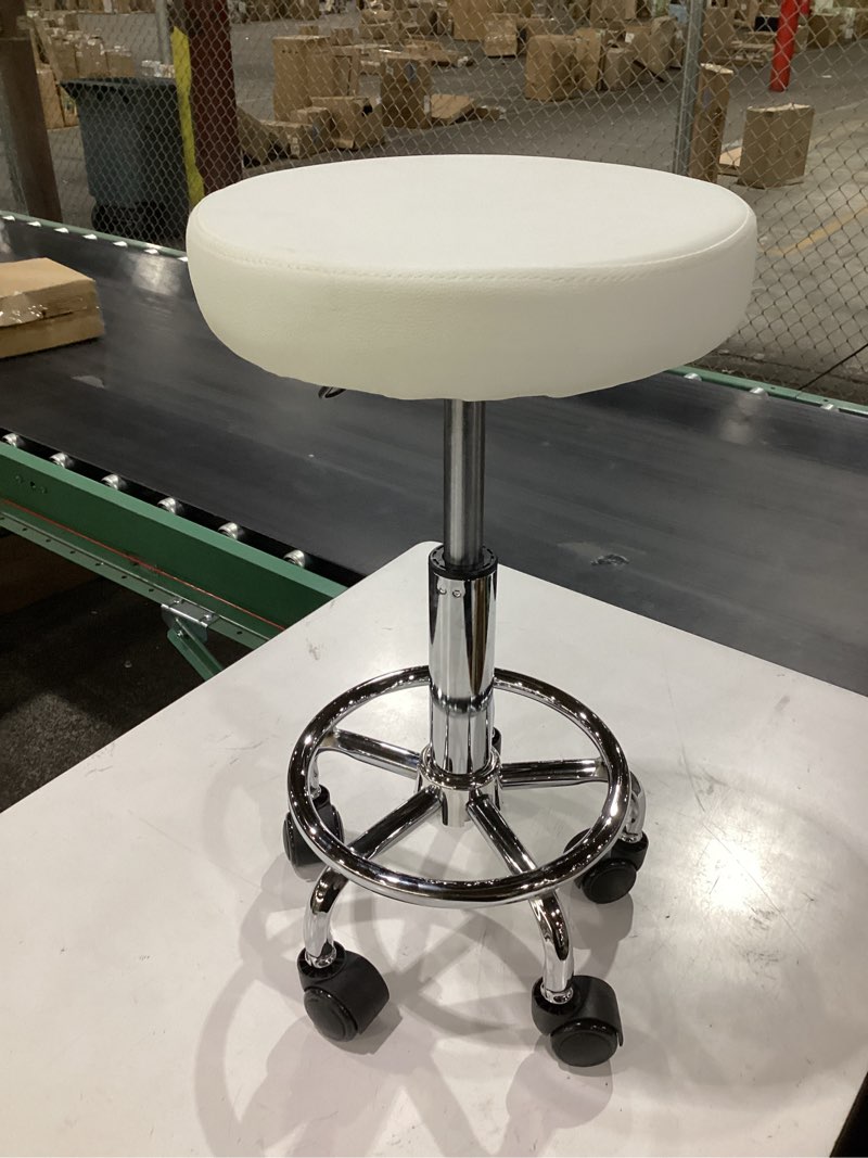 Condition photo showing Good Condition for kktoner pu leather round rolling stool with foot rest swivel height adjustment spa drafting salon tattoo work office massage stools task chair small (black)