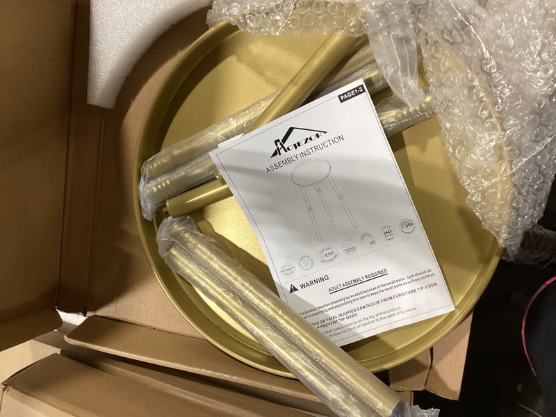 Condition photo showing Good Condition for aojezor side table: end table for any room - small side tables for small spaces pure golden with 3 legged 13''dia x 19.8''h gold