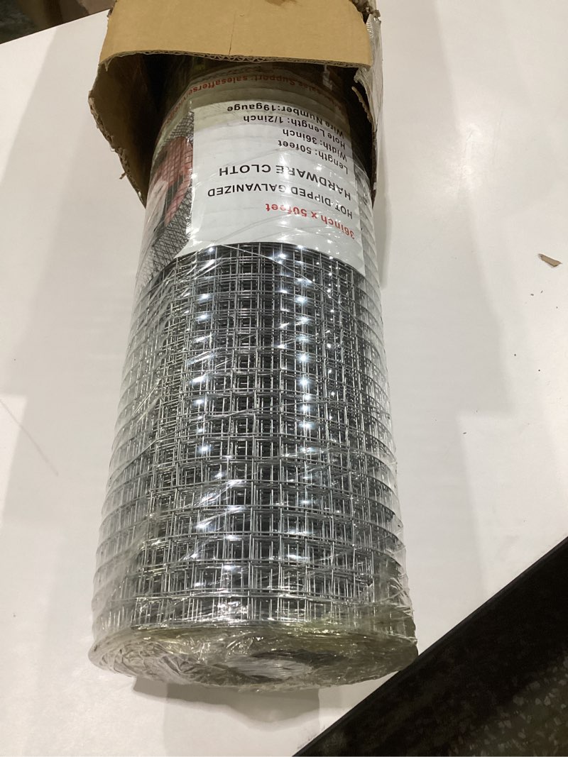 Condition photo showing New/Like New for Hot-Dip galvanized after Welding Chicken Wire Fencing,1/2inch 19Ga Hardware Cloth, Raised Garden Bed Supports Wire Mesh Roll, galvanized Wire Mesh Fence Prevent Snake, Raccoons, Foxes 19G Silver, SIMILAR TO STOCK PHOTO, ACTUAL SIZE 36 INCHES X 50FT 
