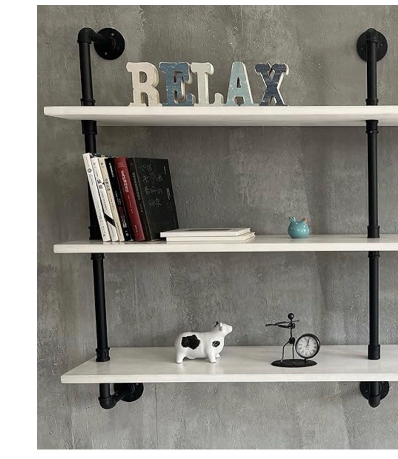 industrial pipe shelving rustic white pipe wall shelves industrial shelves with wood planks floating shelves 42inch farmhouse bathroom,kitchen shelving wall mounted