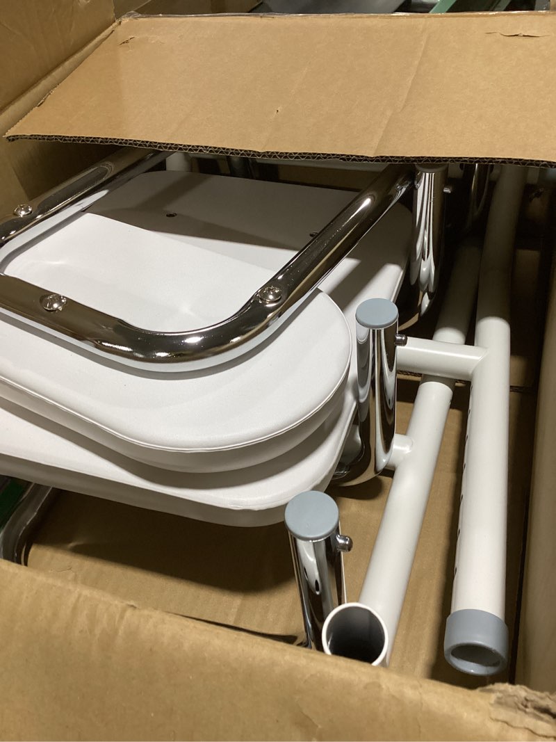 Condition photo showing As Is for Drive Medical 12455 Adjustable Height Stool with Back and Arms White