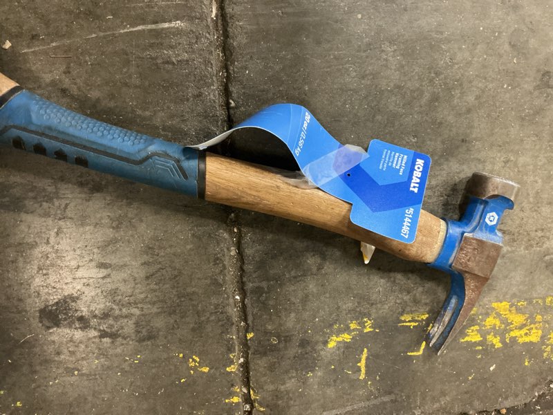 Condition photo showing As Is for kobalt 20-oz milled face steel head wood framing hammer