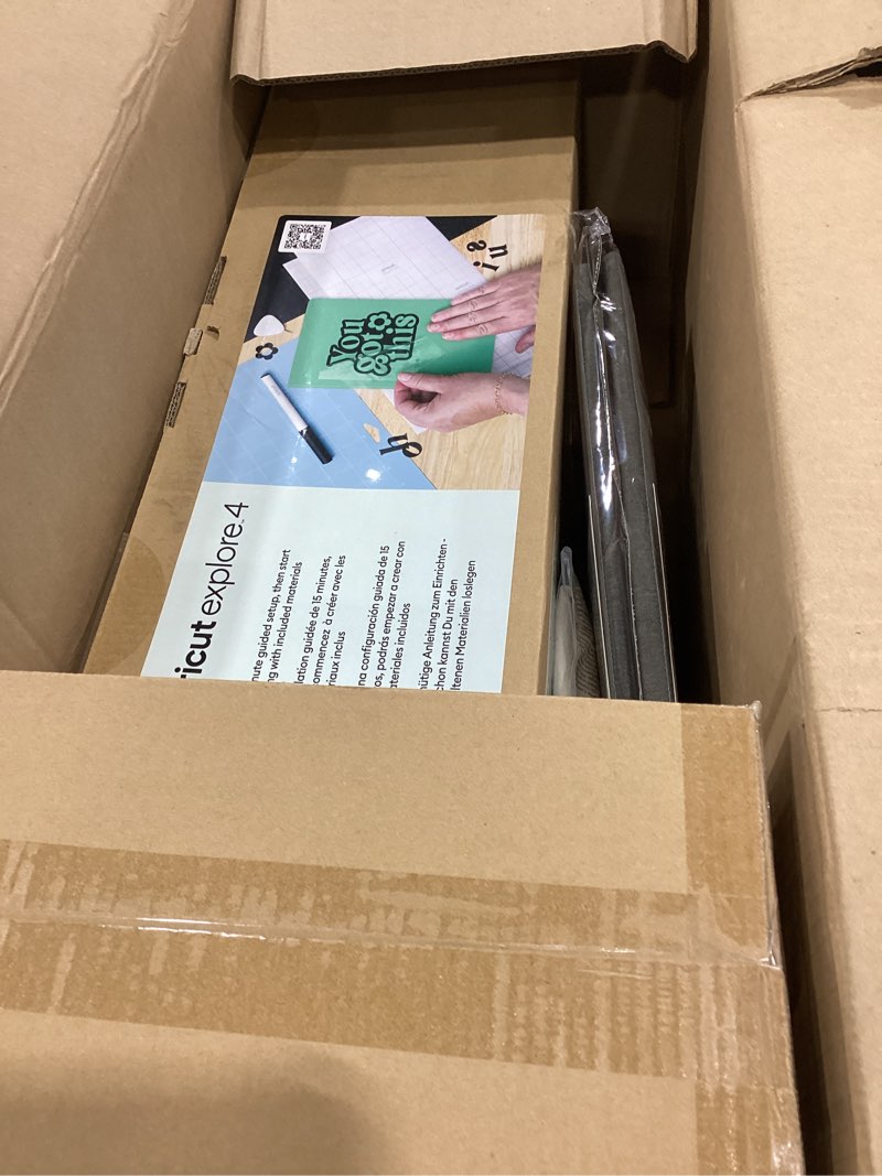 Condition photo showing Good Condition for cricut explore 4 - smart cutting machine (seashell) | engagement plus bundle - includes easypress 3 heat press (9x9) + mat, tote bag, material samplers, machine mat, pens, tools, & 25 digital images