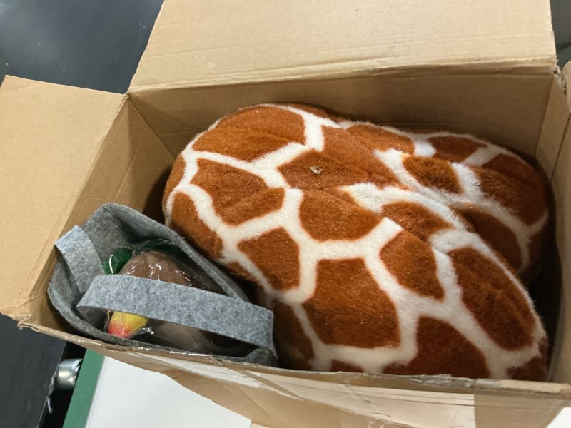 Condition photo showing Good Condition for giant stuffed giraffe animal set, 47 inch large giraffe plush toy for kids with bird & basket & leaves & card, toddler lifelike standing toys stuffed animal for girls boys