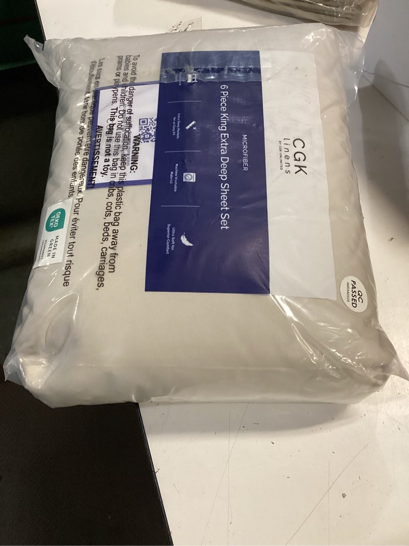 Condition photo showing Good Condition for extra deep king sheet set - 6 piece breathable and cooling sheets - hotel luxury bedding for women, men, kids & teens - easy & secure fit - soft, wrinkle free and comfy - extra deep pockets - wheat 11 - wheat king