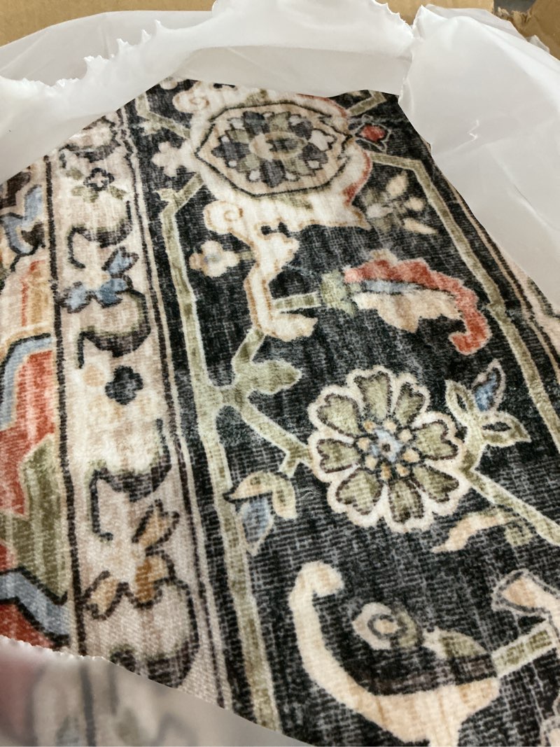 Condition photo showing New/Like New for area rug 5x7 for living room - washable oriental vintage floral distressed large indoor carpets with non slip back for bedroom dining room nursery office home decor -multi multi color 5' x 7' (rectangular)