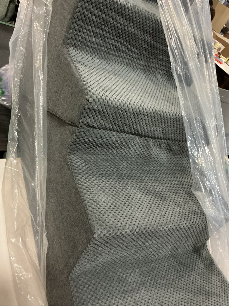Condition photo showing As Is for dog stairs for bed, extra wide 5-step dog steps for high bed, high-density foam pet stairs with non-slip removable washable cover for small pets, 23" h, grey grey wide 5 steps