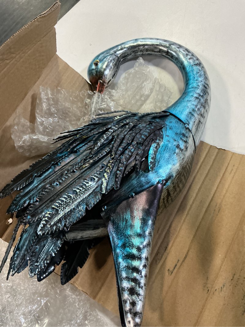 Condition photo showing Good Condition for kircust garden crane statue for outdoor, blue heron decoy garden sculptures and statues, metal bird yard art for lawn patio decor, set of 2 blue2