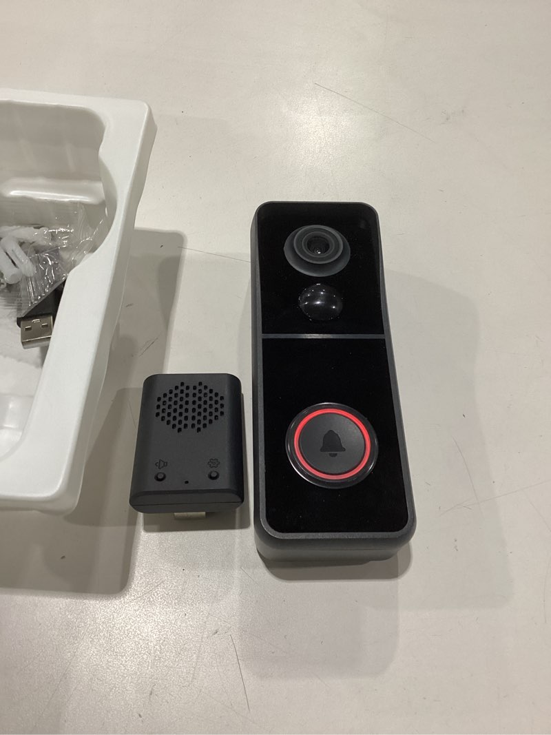 Condition photo showing Good Condition for aue doorbell camera wireless, 2k hd video doorbell with ring chime, battery operated, night vision, 2-way audio, pir motion detection, 2.4ghz wifi, ip66 waterproof, cloud storage, works with alexa black