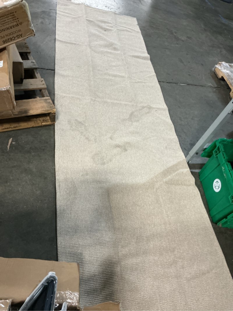 Condition photo showing As Is for collections etc extra long skid-resistant floor hallway kitchen runner rug, sand, 10x3’5