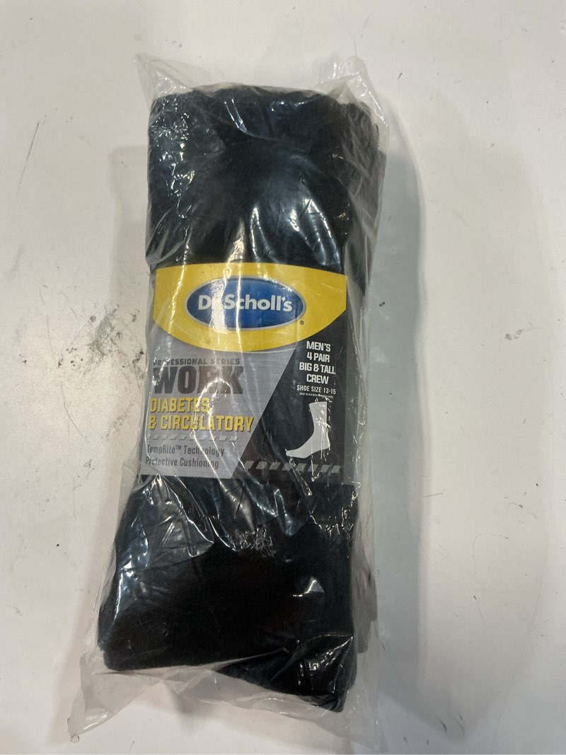 Condition photo showing New/Like New for dr. scholl s diabetic & circulatory crew work socks (4 pairs) (men big & tall)