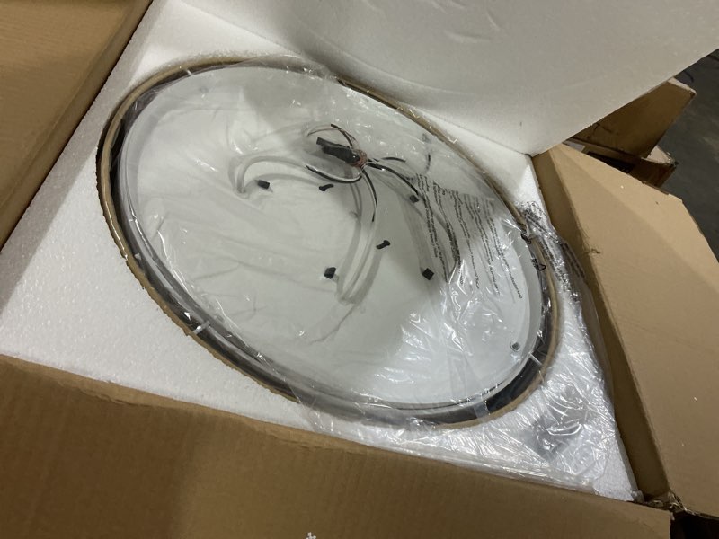 Condition photo showing Good Condition for wingbo 20" modern 5-light flush mount ceiling light fixture with fabric & acrylic double drum shade for bedroom living room dining room hallway entryway, brown brown large(20")