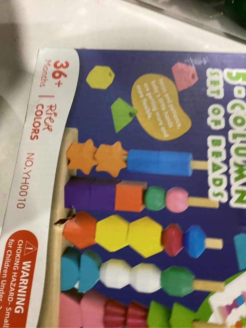 Condition photo showing New/Like New for Montessori Wooden Beads Sequencing Toy Set, Stacking Blocks & Lacing Beads & Matching Shape Stacker 