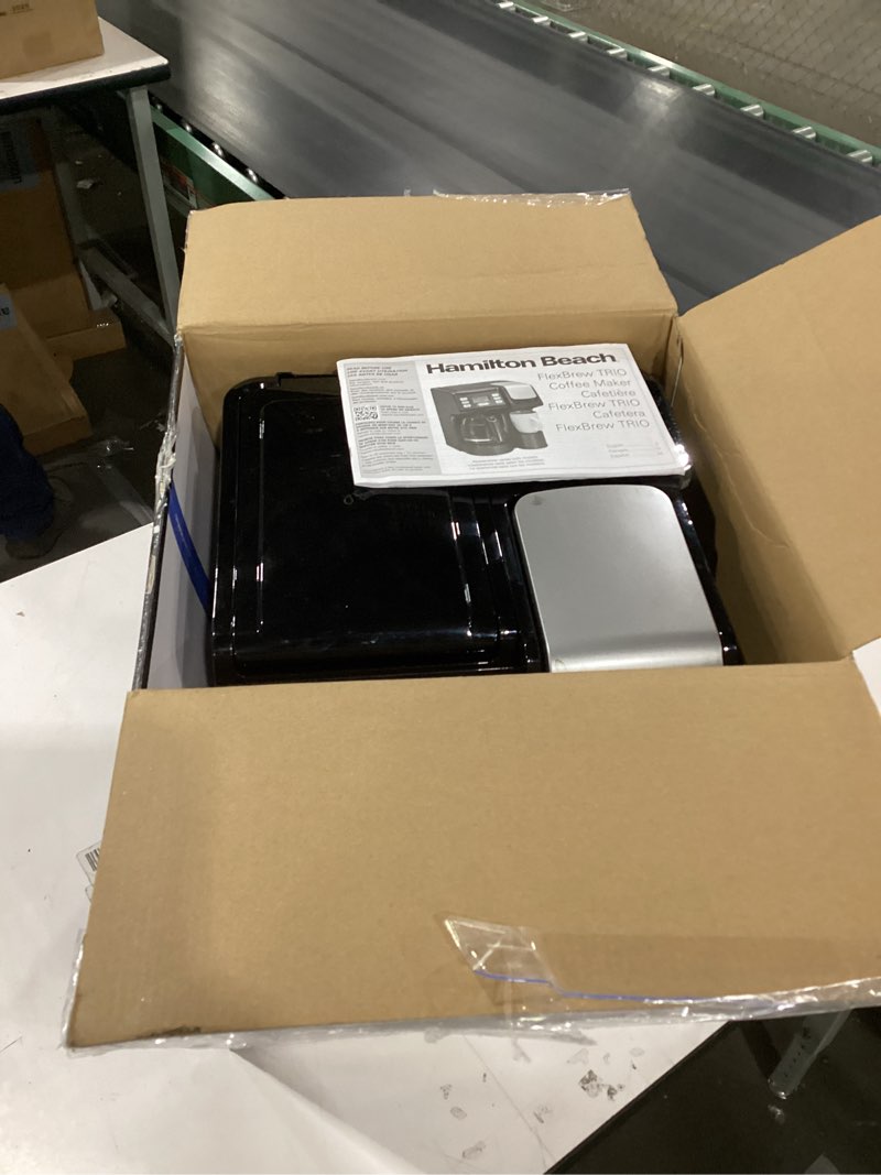 Condition photo showing Good Condition for Hamilton Beach FlexBrew Trio 2-Way Coffee Maker, Compatible with K-Cup Pods or Grounds, Combo, Single Serve & Full 12c Pot, Black - Fast Brewing (49902)