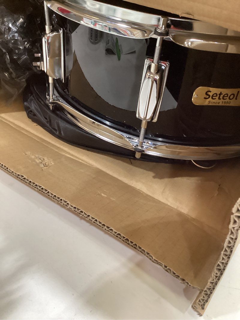 Condition photo showing Good Condition for snare drum kit, 14" x 5.5" marching snare drum + storage padded bag + silent mute pad + a pair of 5a drumsticks + drums key, portable drums hardware set for adults kids student beginners (blue) blue no stand