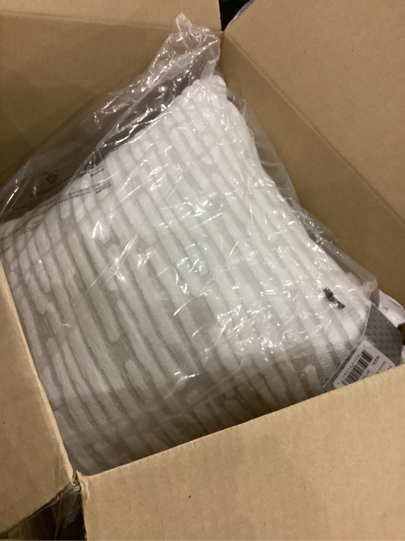 Condition photo showing New/Like New for riverbrook home zippered cushion cover pillow with removable soft angel hair filler, kevin silver - white, 20 x 20-inch
