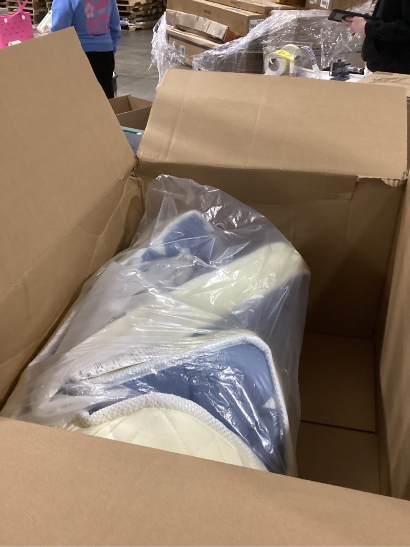 Condition photo showing As Is for Mini Crib Mattress 38" x 24" x 4"- Firm Support and Comfort Premium Foam,Noiseless and Odorless,Hypoallergenic Mini Crib Mattress,Fits Mini and Portable Cribs,Dual Sided with Soft Breathable Fabric Starry Sky Blue 38x24x4