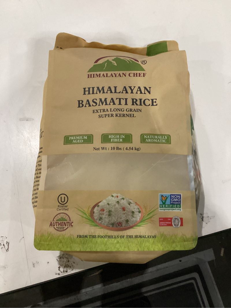 Condition photo showing New/Like New for Himalayan Chef Basmati Rice,Extra Long Grain Rice Fluffy Quick Cooking Aromatic - 10 lbs.(Packaging May Vary)
