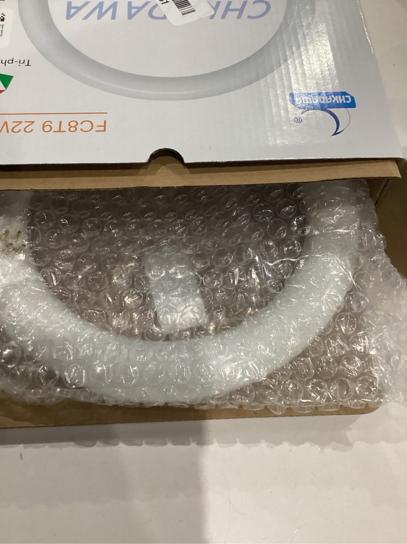 Condition photo showing Good Condition for incomplet)))chkadawa fc8t9/cw circular fluorescent light bulb, 8 inch round t9 22w circline bulbs replacement for circle ceiling fixture, cool white 4100k 1350 lumens, g10q 4 pin base, 2 pack