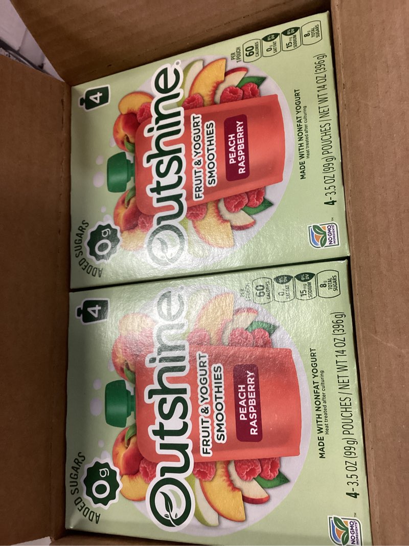 Condition photo showing New/Like New for Outshine Smoothie RspbPeach 6(4x3.5oz)US Peach Raspberry