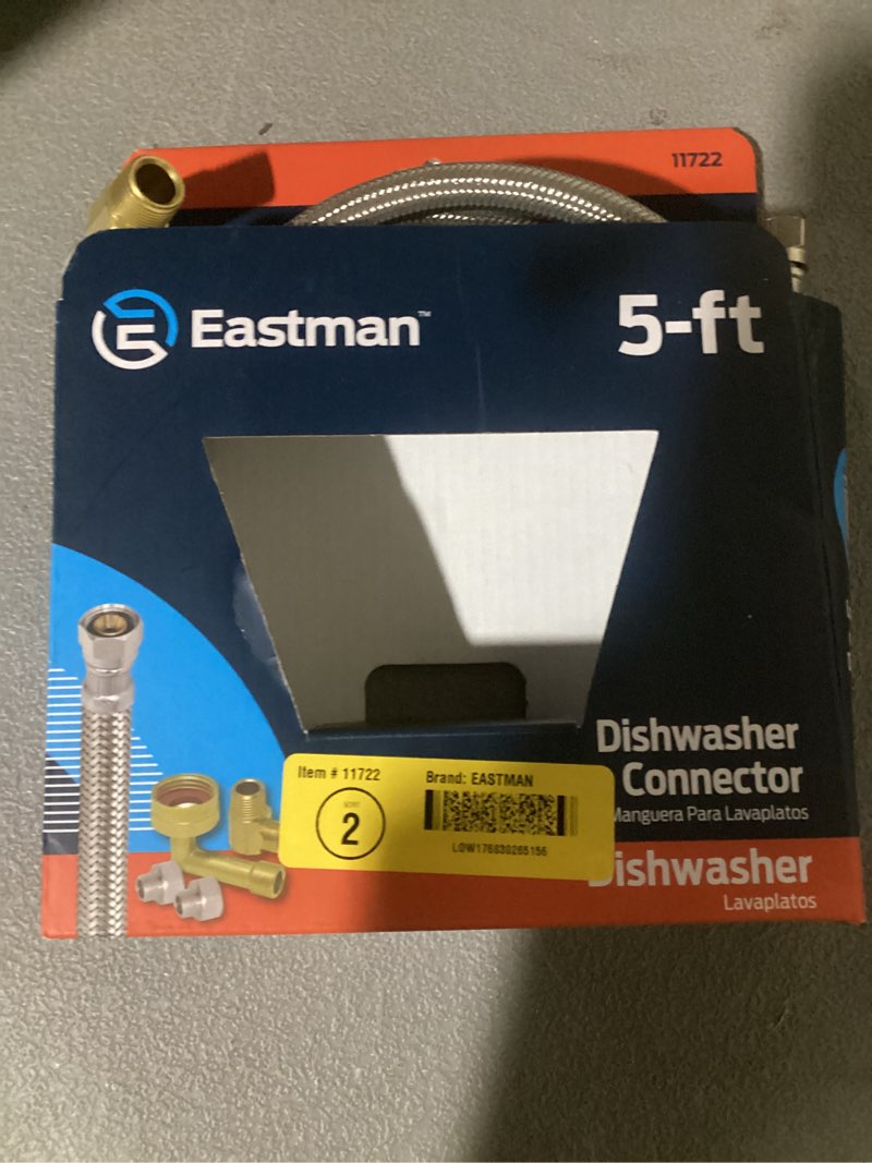 Condition photo showing As Is for eastman 5-ft 3/8-in compression inlet x 3/8-in compression outlet stainless steel dishwasher connector