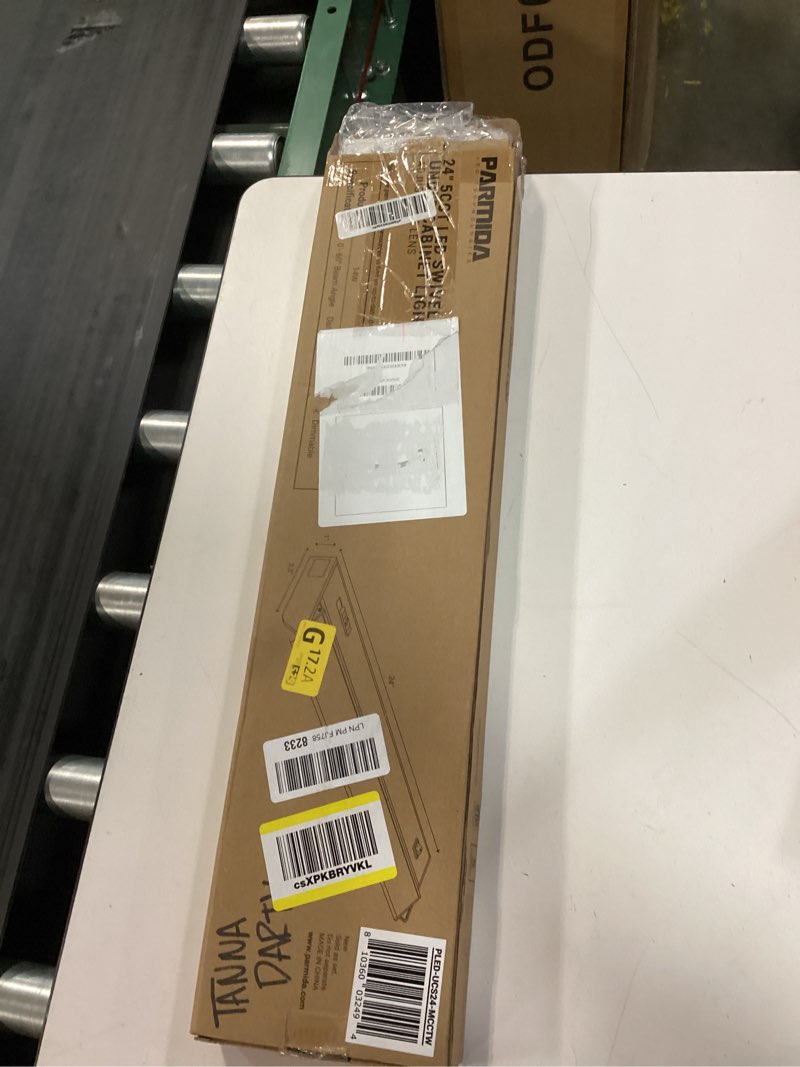 Condition photo showing New/Like New for parmida led swivel under cabinet lighting, hardwired or plug-in installation, 24 inch, 14w, 5cct color selectable - 2700k/3000k/4000k/5000k/6000k, rotatable lens, dimmable, linkable, 120v, 1120lm, etl