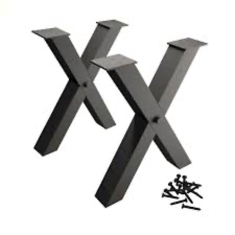 Orgerphy 30" Black Metal Table Legs (2PCS)| Dining Table Legs X-Frame Heavy Duty Furniture Legs Desk