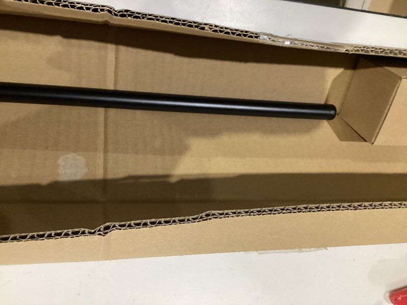 Condition photo showing As Is for Amazon Basics Room Darkening Blackout Curtain Rod for Bedroom and Living Room, Curved, Wraps Around, Blocks Light, for Heavy Curtains, 48" to 88", Black Black 48" to 88" Single Rod