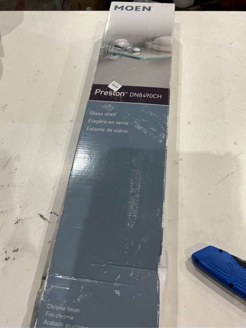 Condition photo showing New/Like New for moen preston chrome chrome glass bathroom shelf