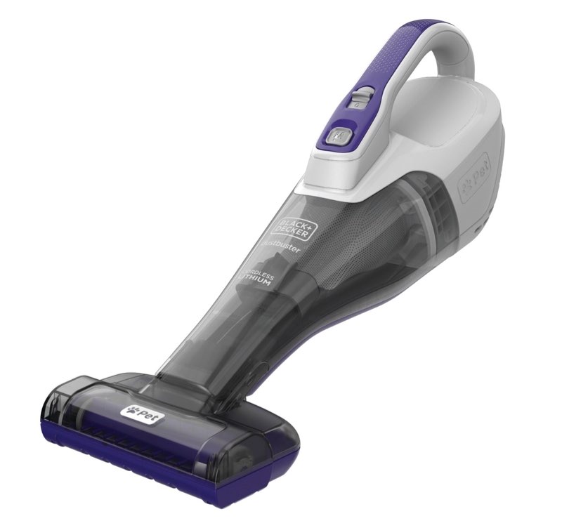 black+decker furbuster cordless hand vacuum - motorized upholstery brush for pet hair  hlvb315jp07w