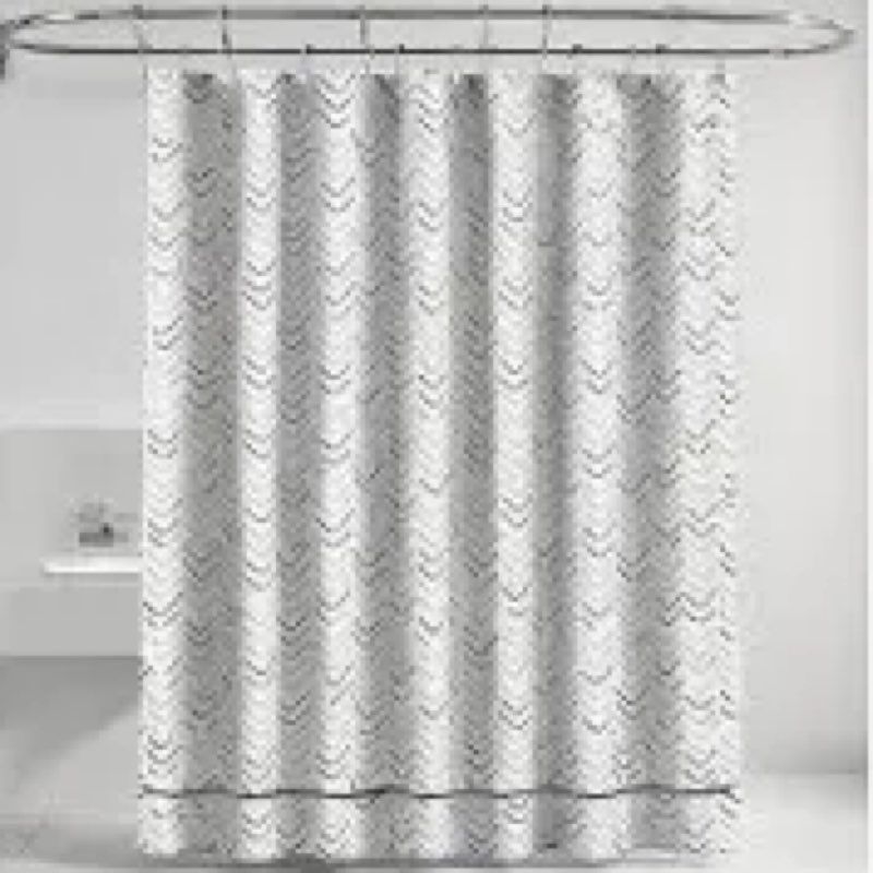 Colordrift Polyester Gray Geometric Shower Curtain