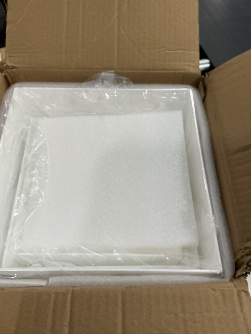 Condition photo showing New/Like New for buffet risers, food display risers for party, glossy white acrylic risers display stand for buffet table, catering displays for dessert, cube box nesting riser with hollow bottoms (8"x9"x10" 6pcs) 8"x9"x10" 6pcs white