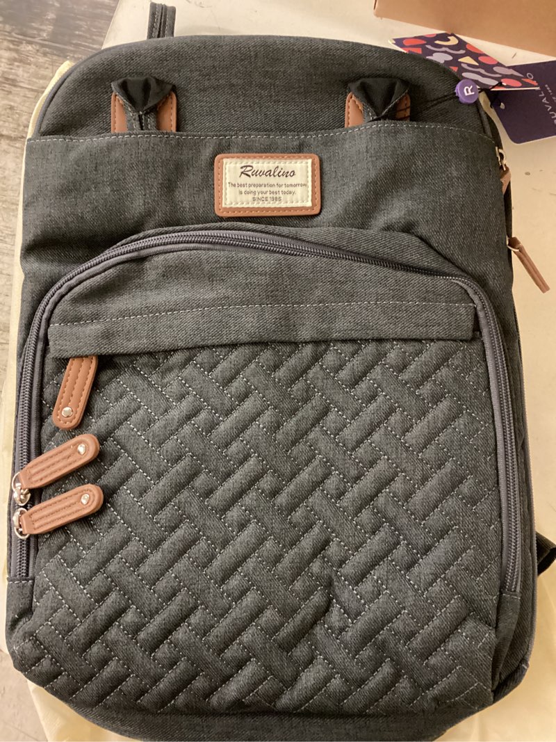 Condition photo showing New/Like New for ruvalino diaper bag backpack, multifunction travel pack maternity baby changing bags, large capacity, waterproof, dark gray | multifunction, travel pack, maternity, baby changing bags, waterproof
