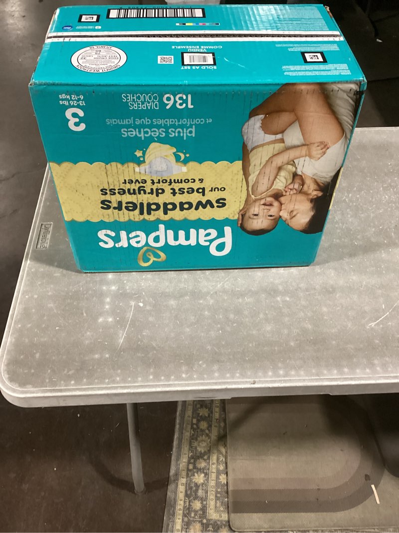 Condition photo showing New/Like New for Pampers Swaddlers Diapers, Size 3 (13-26 lbs), 136 Count, Absorbent, Keeps Baby Dry and Comfortable, Skin Safe Disposable Baby Diaper (Packaging May Vary) Size 3 136