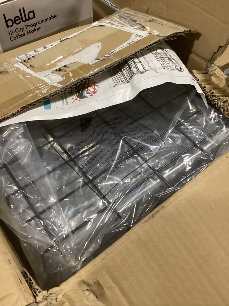 Condition photo showing Good Condition for iSPECLE 4 Pack Freezer Organizer Bins, Adjustable Wire Baskets for 10 to 20 Cu.Ft Chest Freezer, Stackable Storage with Handles, Deep Freeze Organizer for Meat & Vegetables, Black 4 Pack Black